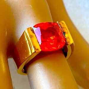 Sterling silver orange gold plated ring